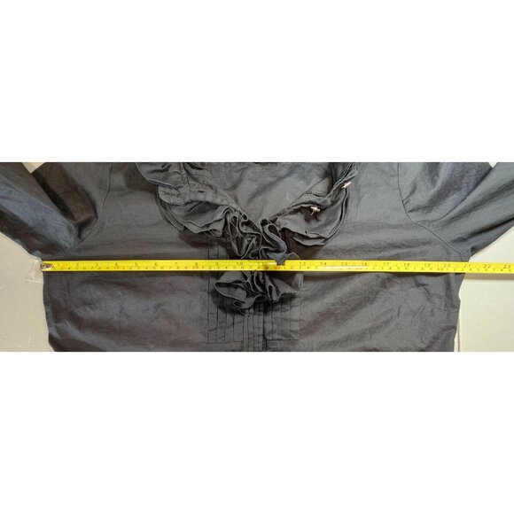 J. Crew Womens 14 Black Ruffle Button Up Shirt - Picture 6 of 10